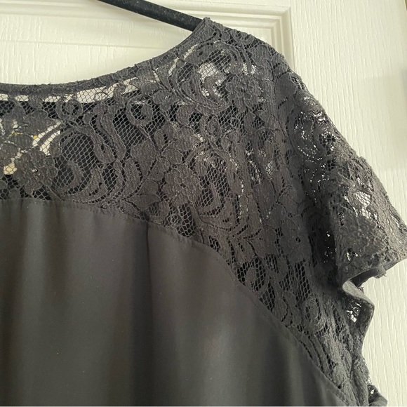 Anthropologie Maeve Black Short Sleeve Lace Blouse Size Medium - Picture 9 of 12